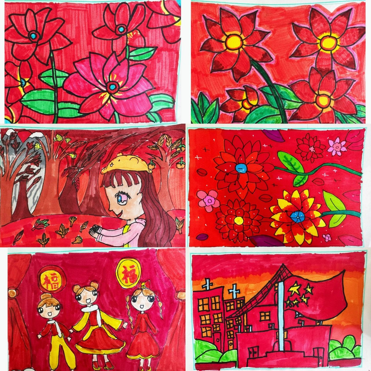 95学生作品//人美版三上《红色的画》 99从生活中发现红色并用