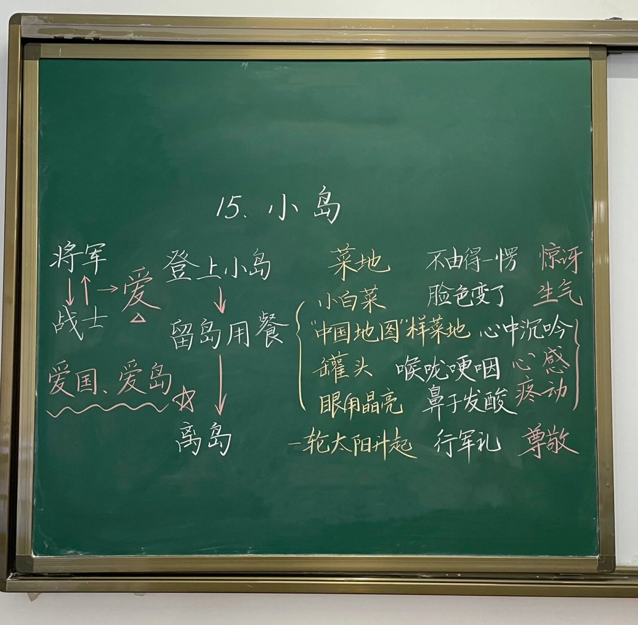 原创 板书设计 小学语文五年级上册第15课《小岛》