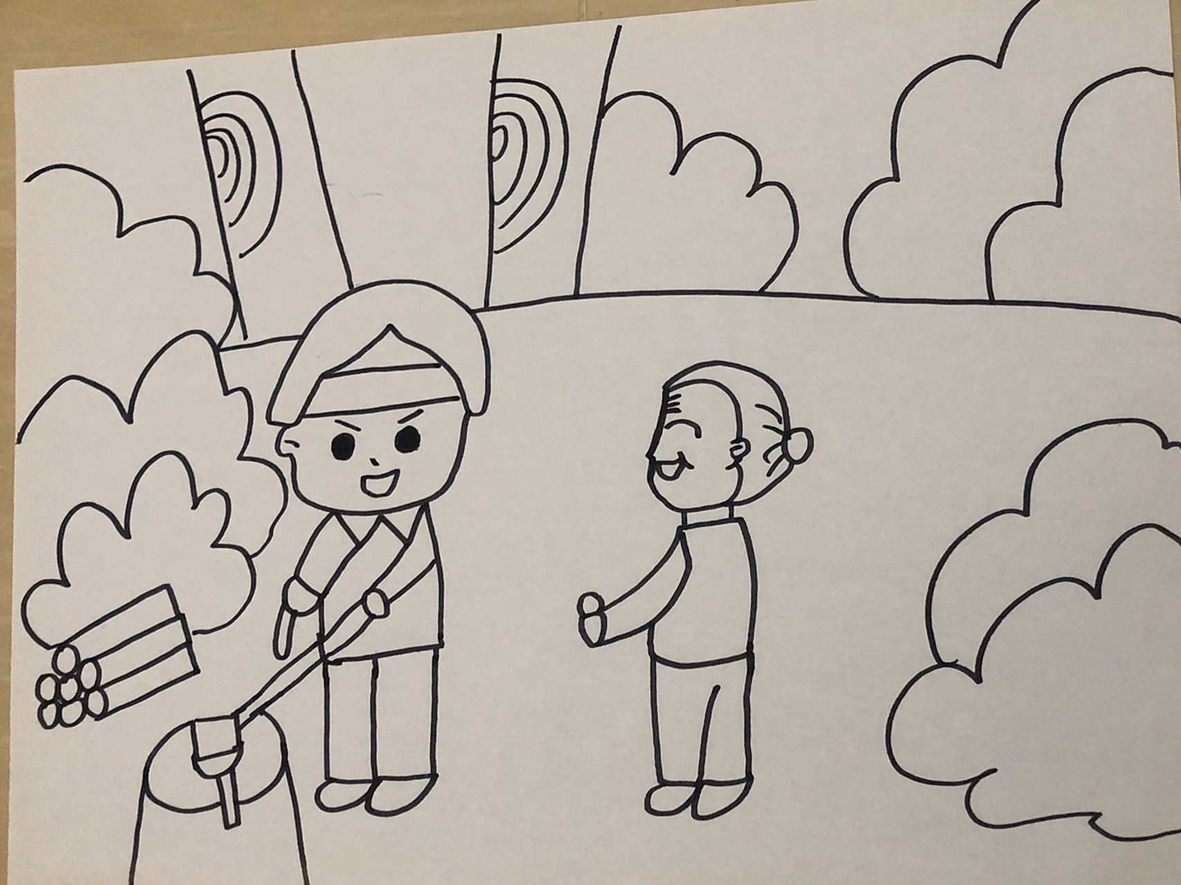 乐于助人主题简笔画/人物简笔画 乐于助人 助人为乐主题简笔画 人物简