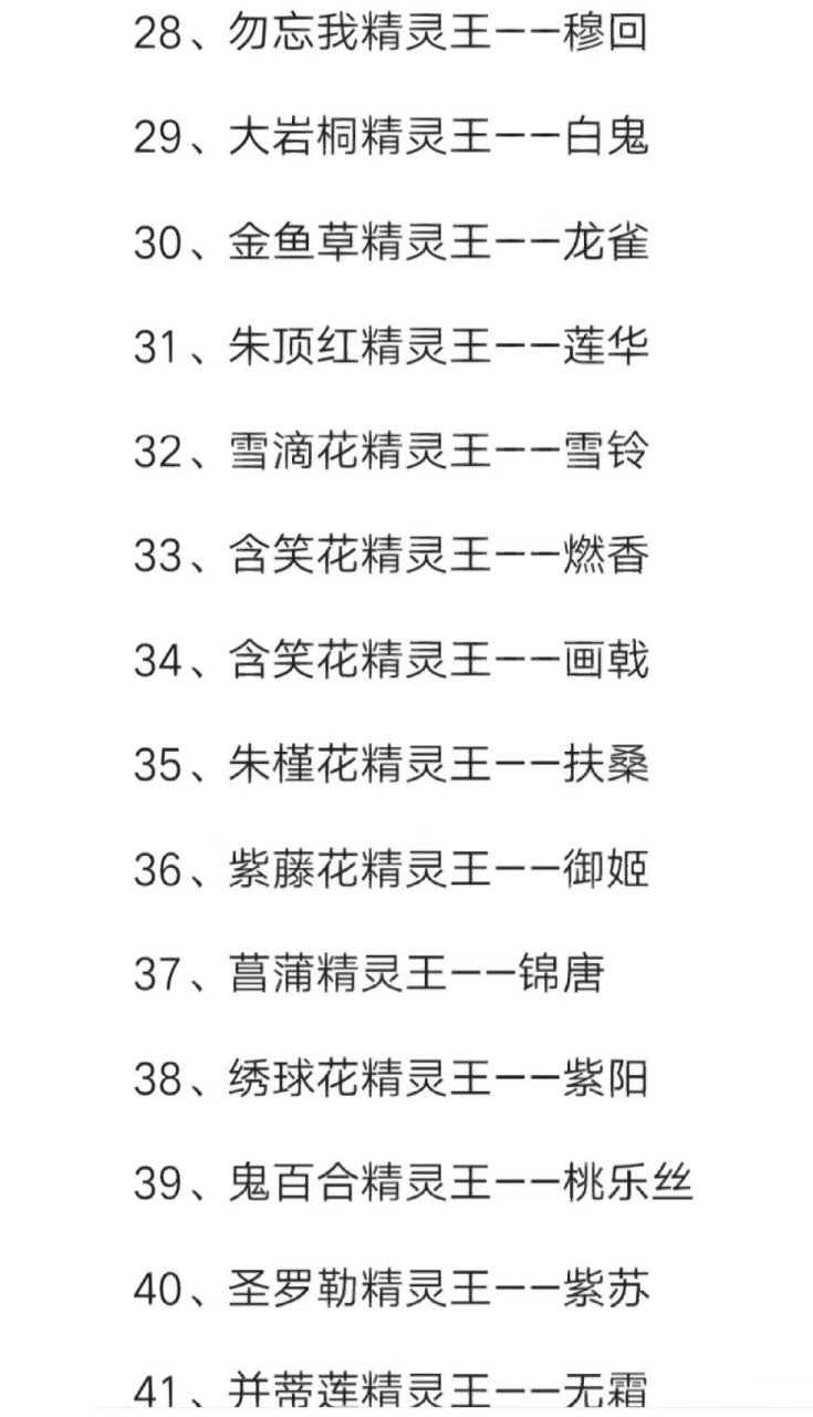 小花仙精灵王名字大全图片