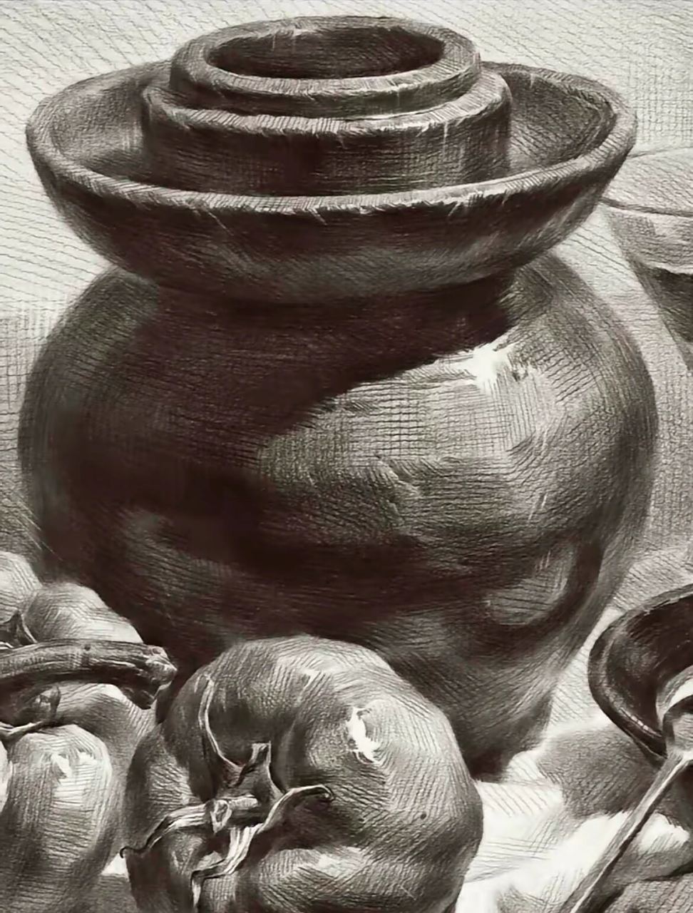 美术生灵魂里的素描陶罐作业它来了949494 1,罐子的素描结构 2