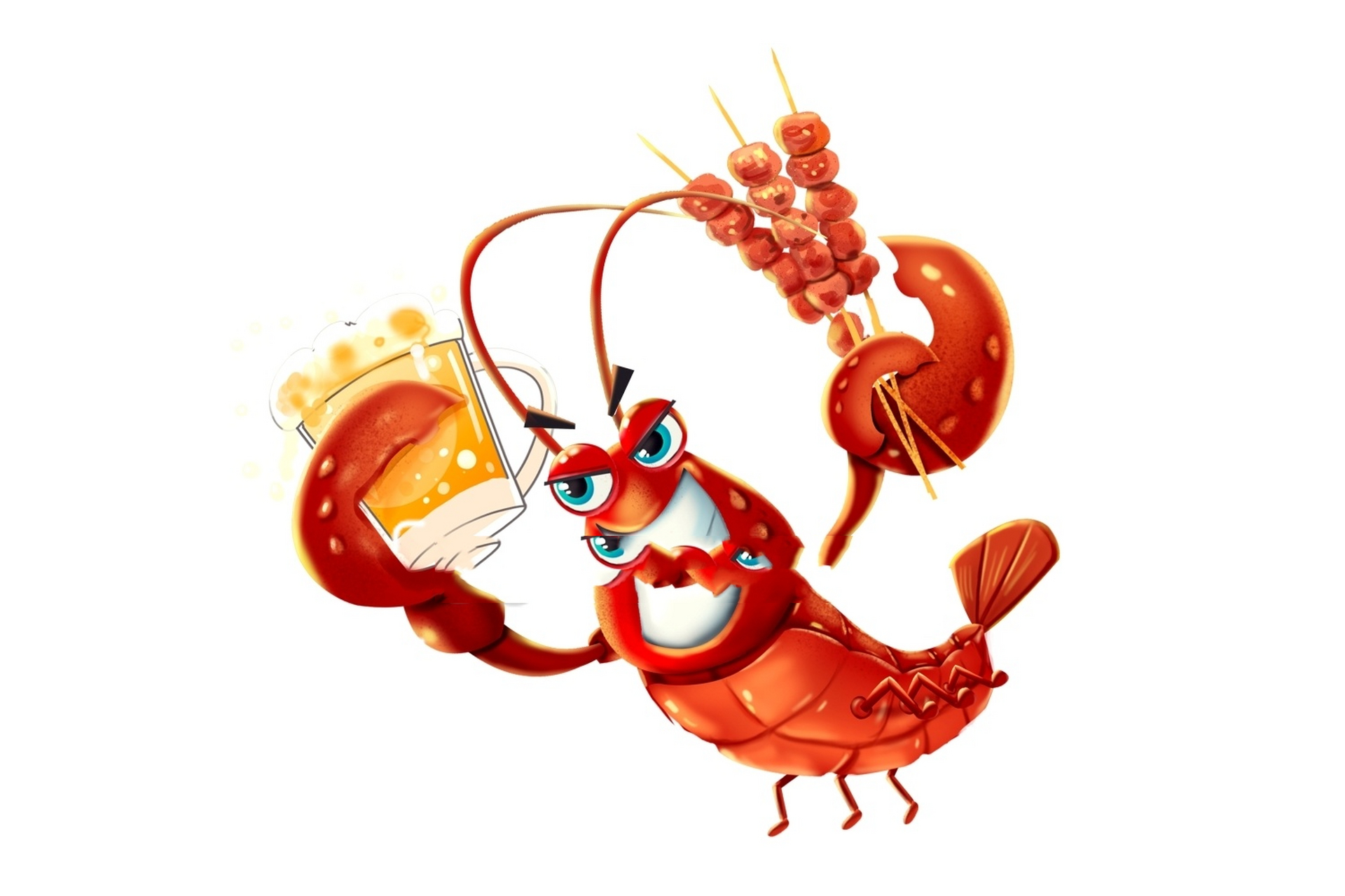 卡通素材图 小龙虾 彩色可打印图 &彩色高清素材 &可打印