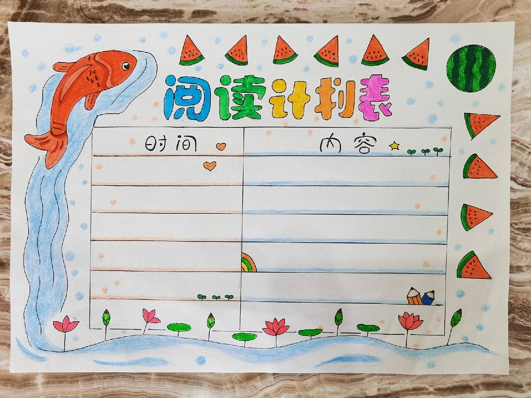 手抄报——阅读计划表 读书破万卷,下笔如有神!