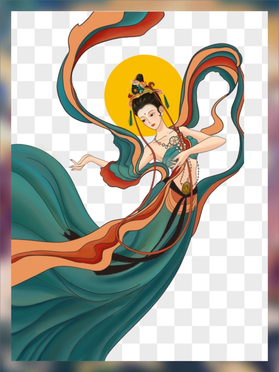 免抠元素 | 敦煌飞天仙女 (12) 素手把芙蓉,虚步蹑太空.