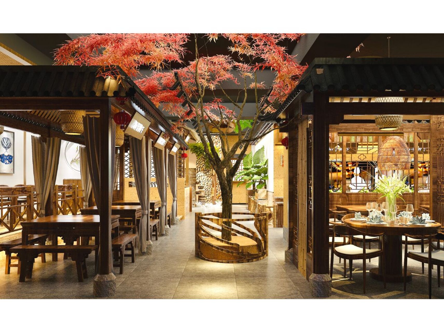 9797柚子树下土菜馆设计装修全案效果图分享 0697农家田园