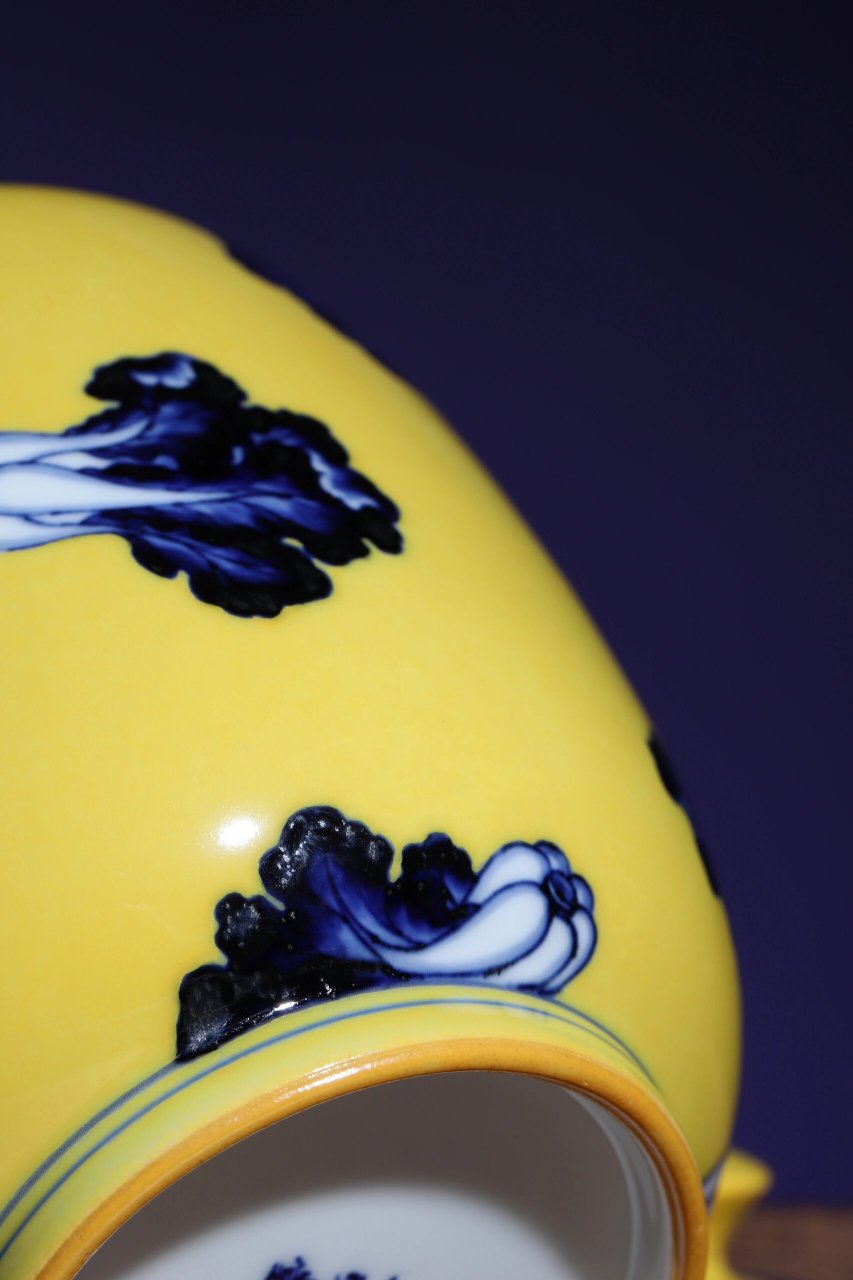 立明堂|黄地白菜 盖罐 #景德镇高端茶器# #立明堂# #瓷器# #白菜