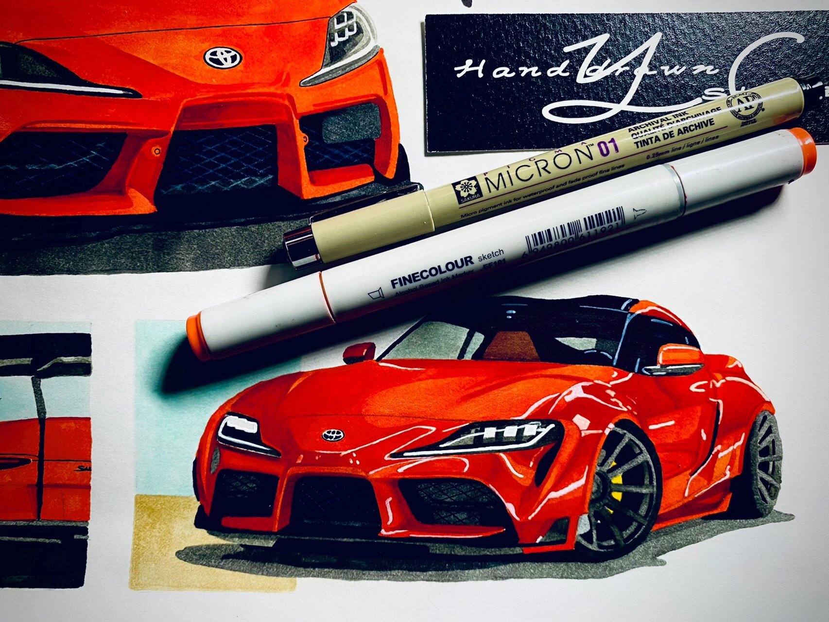 写实汽车手绘——丰田supra!