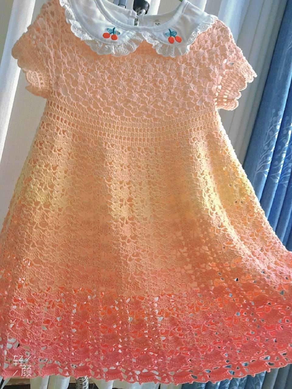 儿童钩针连衣裙,附图解 五天就钩好了,蛋糕线钩连衣裙简直是绝配