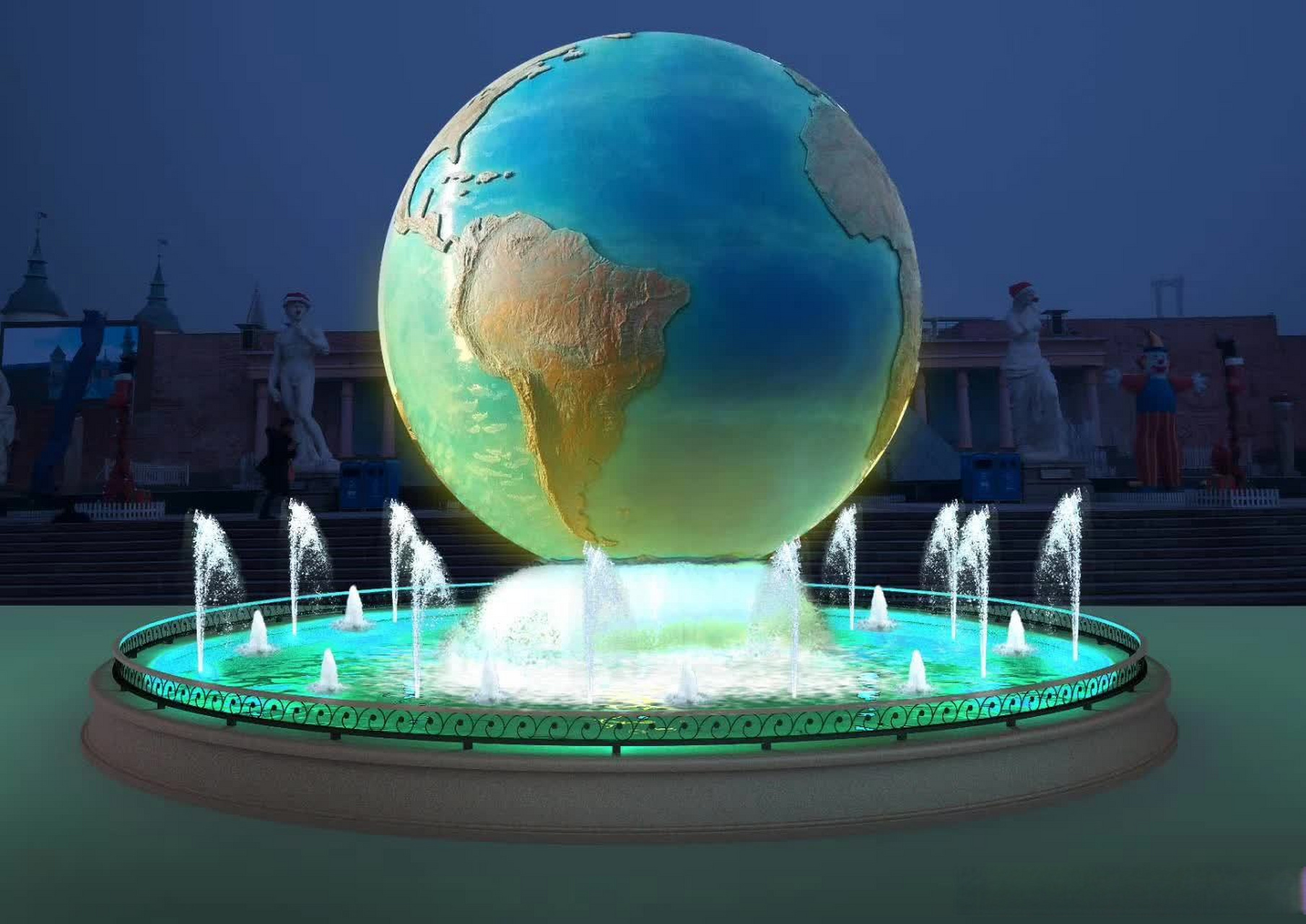 玻璃钢地球仪雕塑的特性是具有独特的造型和厚重的质感,使雕塑的外观