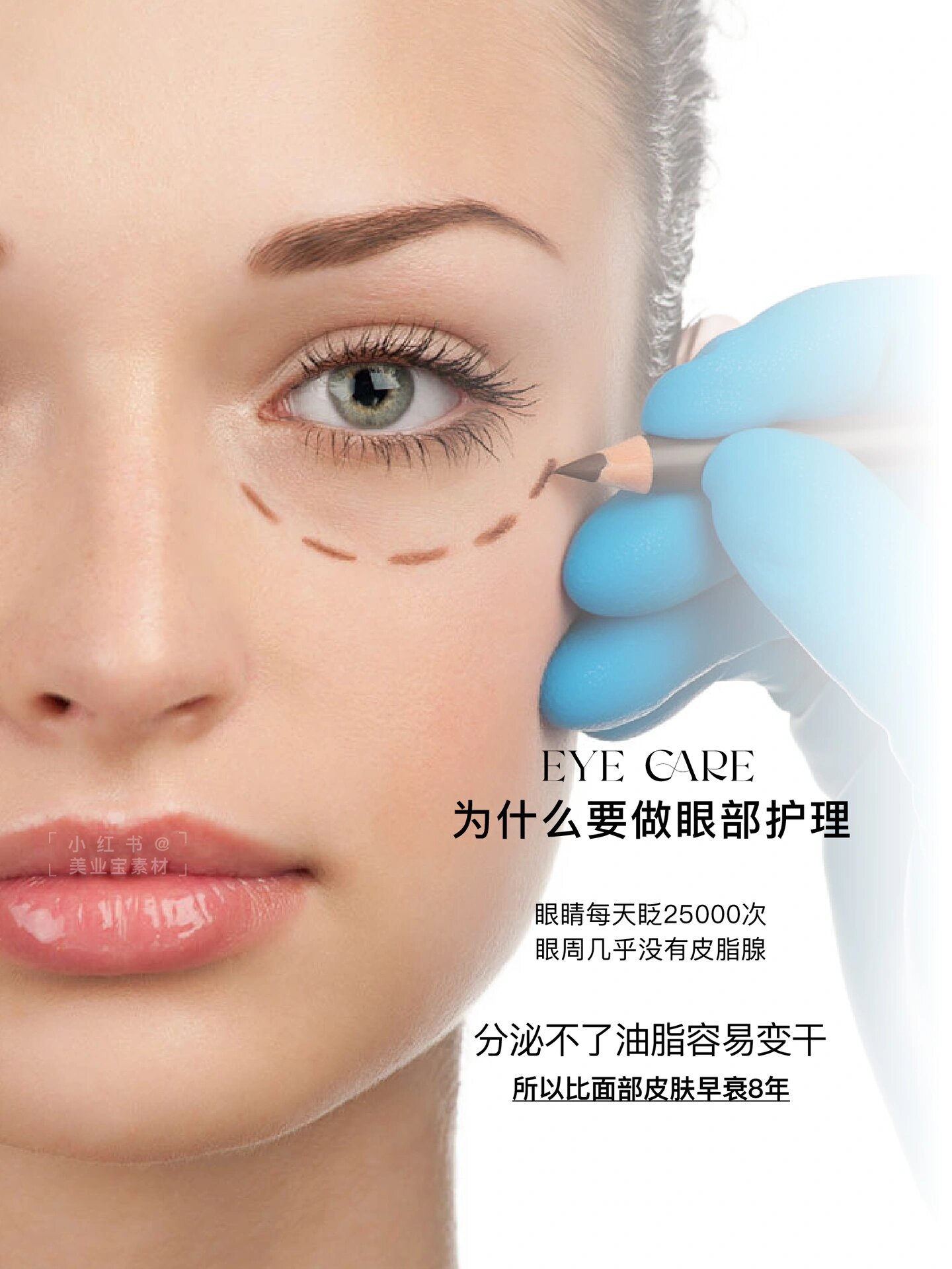 眼部护理文案 海报|打造高级美业素材库 美业宝素材|每天上午更新