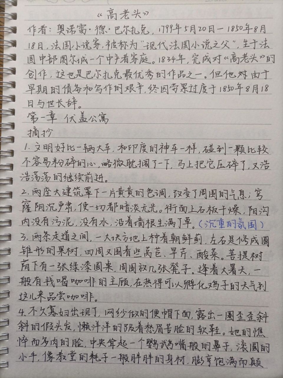 高老头读书笔记图片