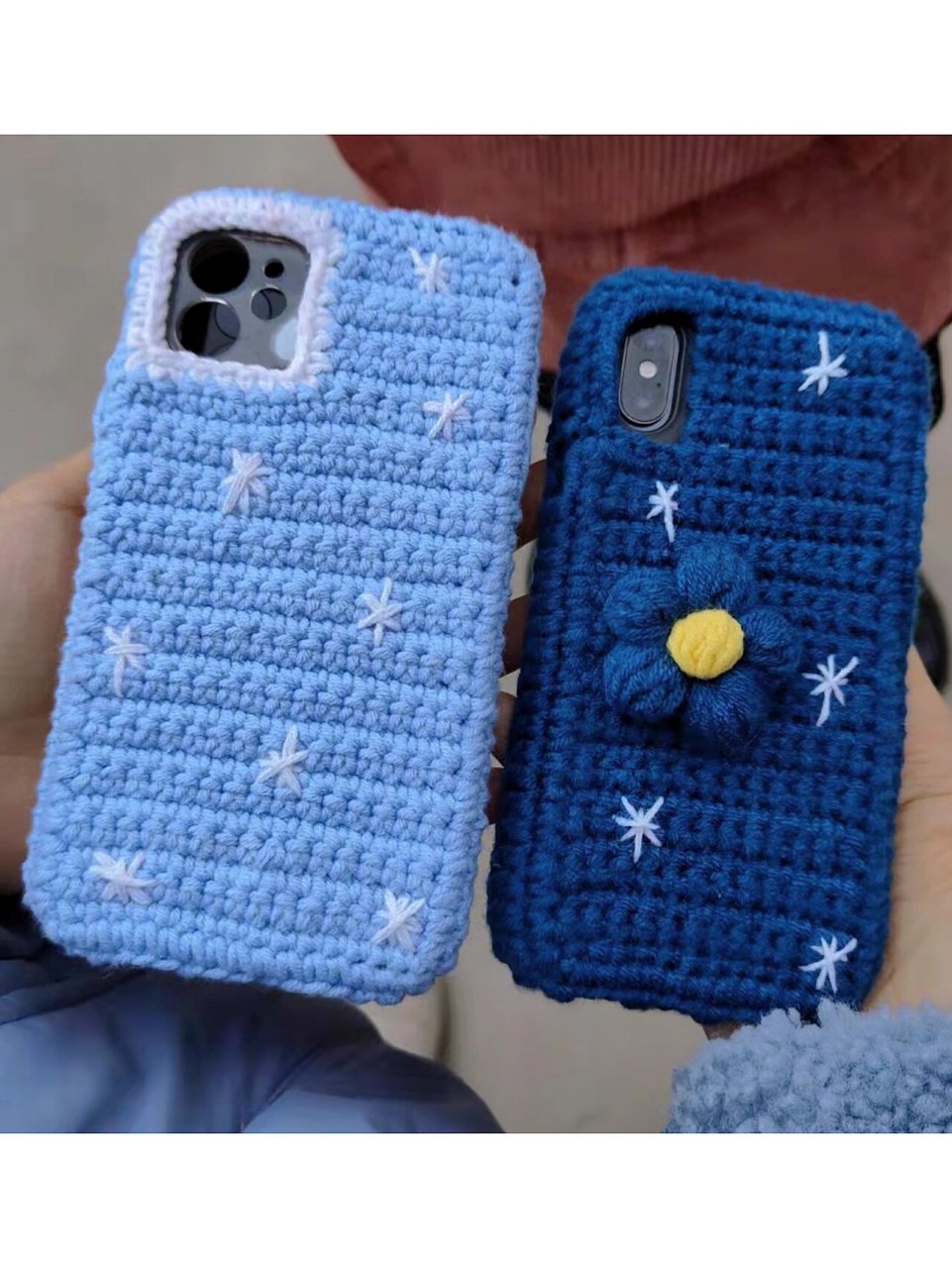 原创毛线钩织手机壳 最近入坑手机壳,连钩了五个,每个都喜欢,送朋友