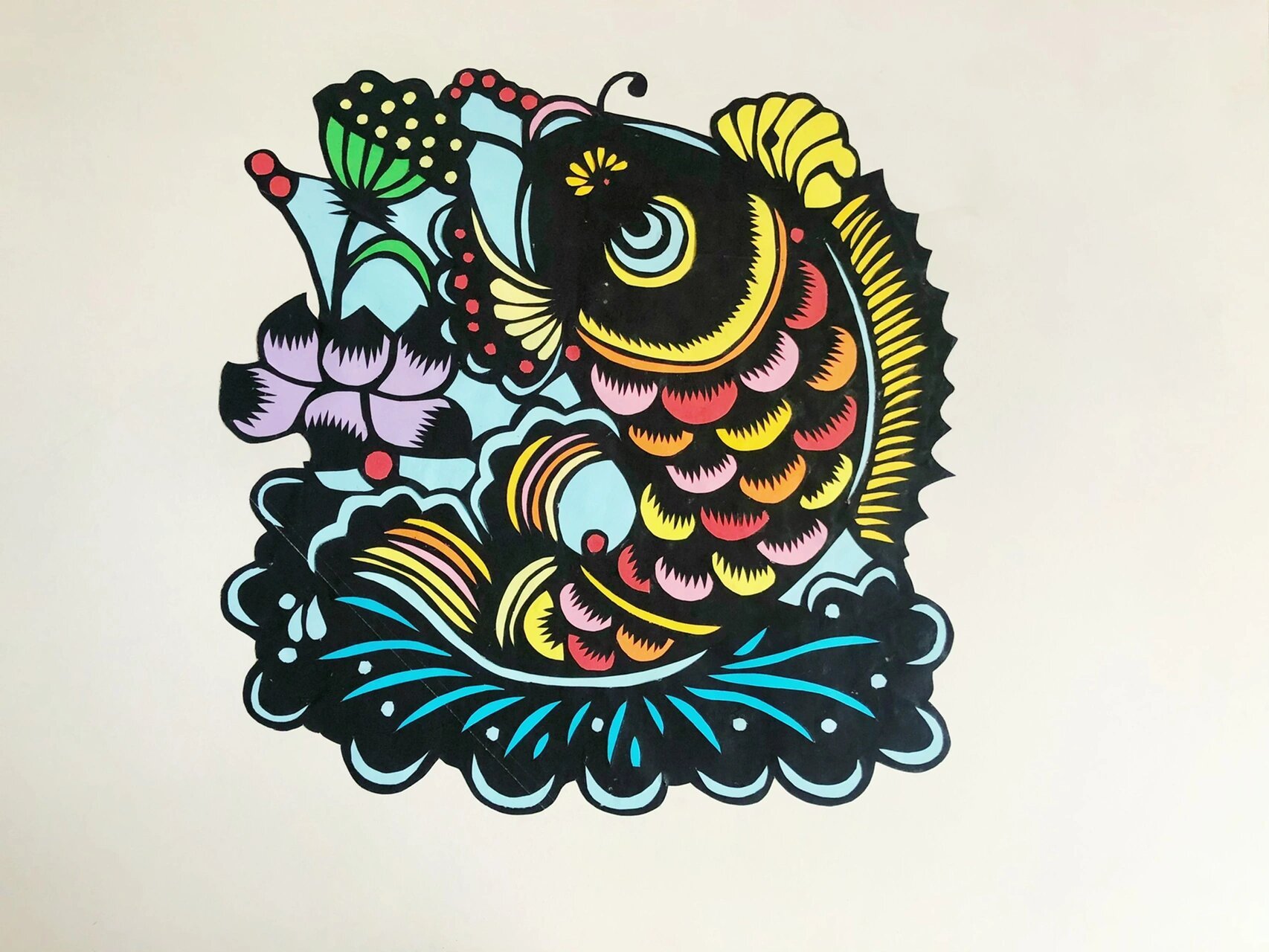 套色剪纸|彩色的鱼 记录大学手工课的作业 临摹 简单易上手 颜色可以