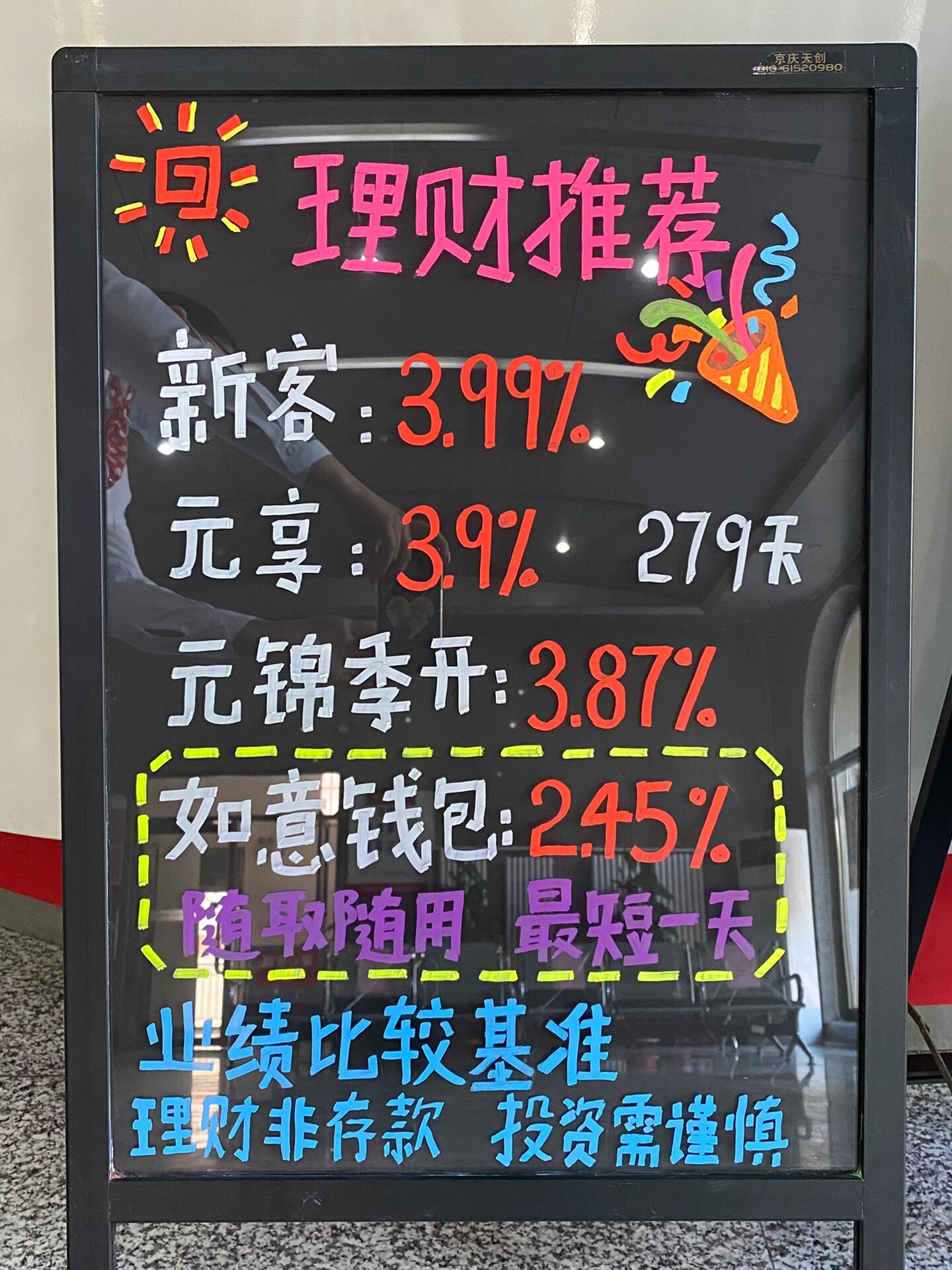 银行荧光板手绘