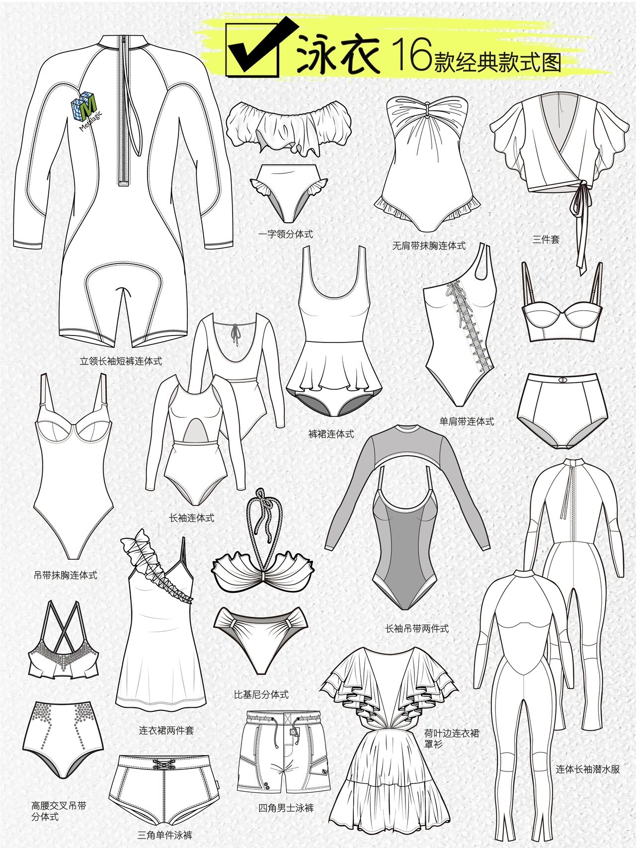 服装设计|15款泳衣03款式图分享
