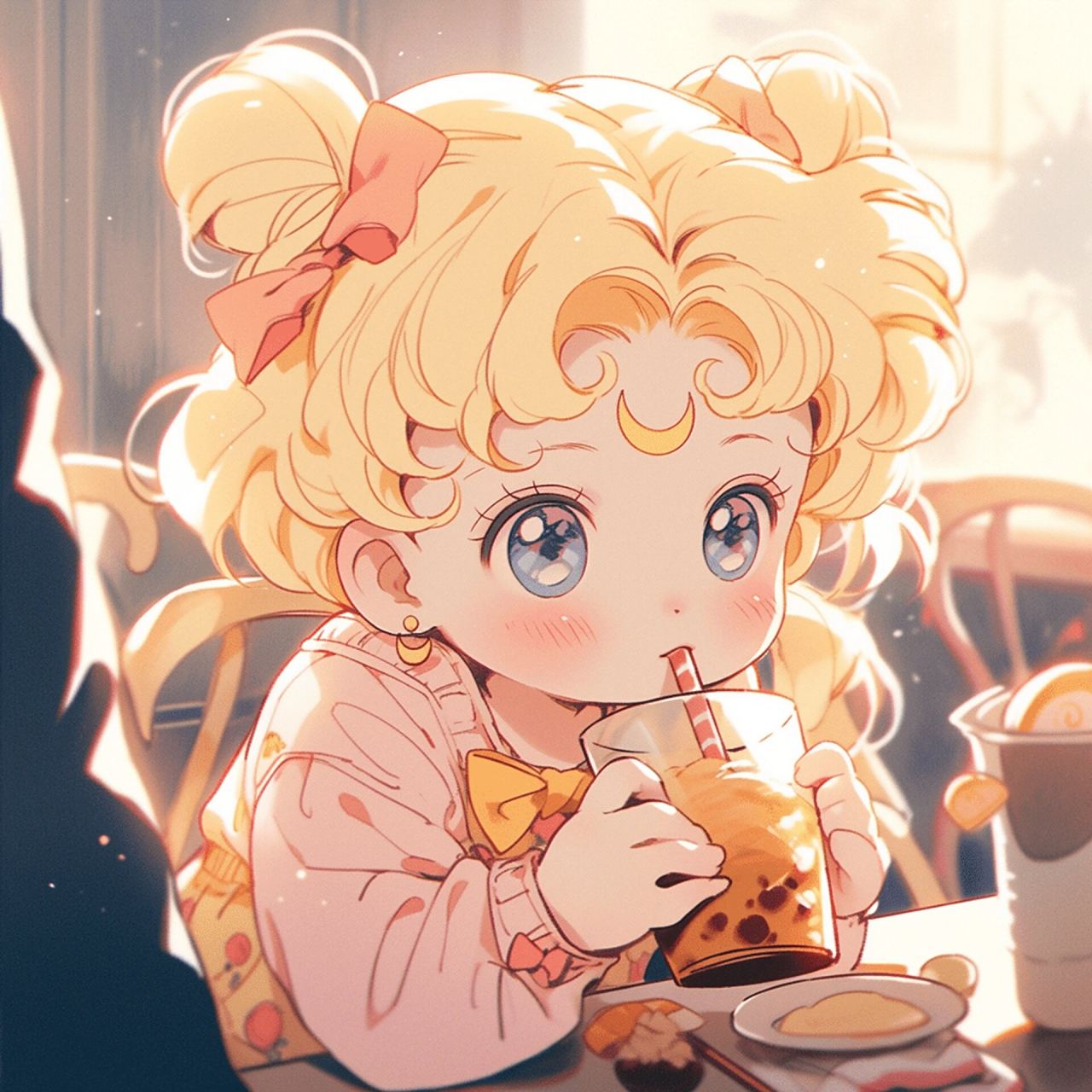 喝奶茶的萌妹子太可爱了/可爱女生头像