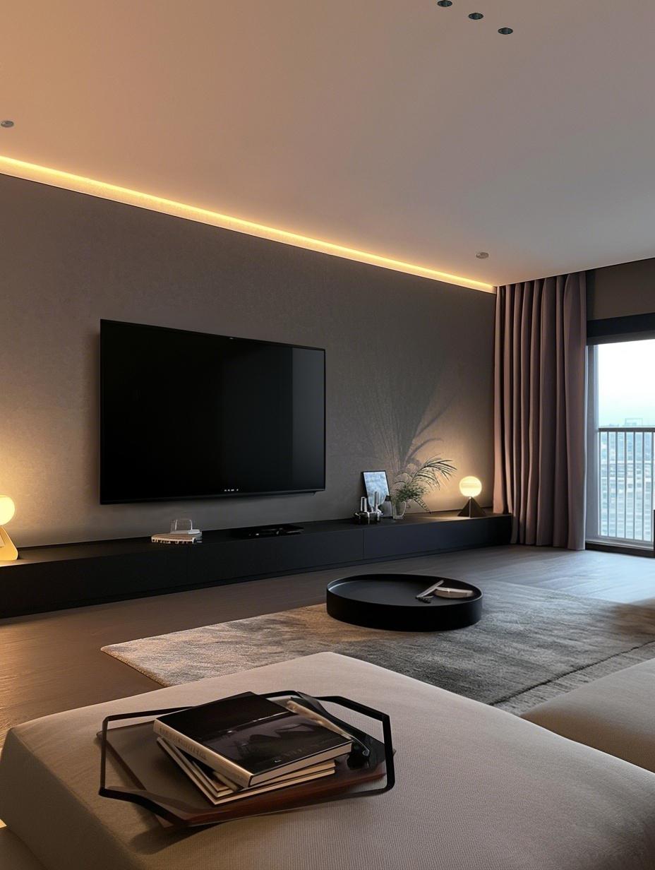 装修效果图意式电视背景墙效果图电视背景墙颜色效果图意式极简电视