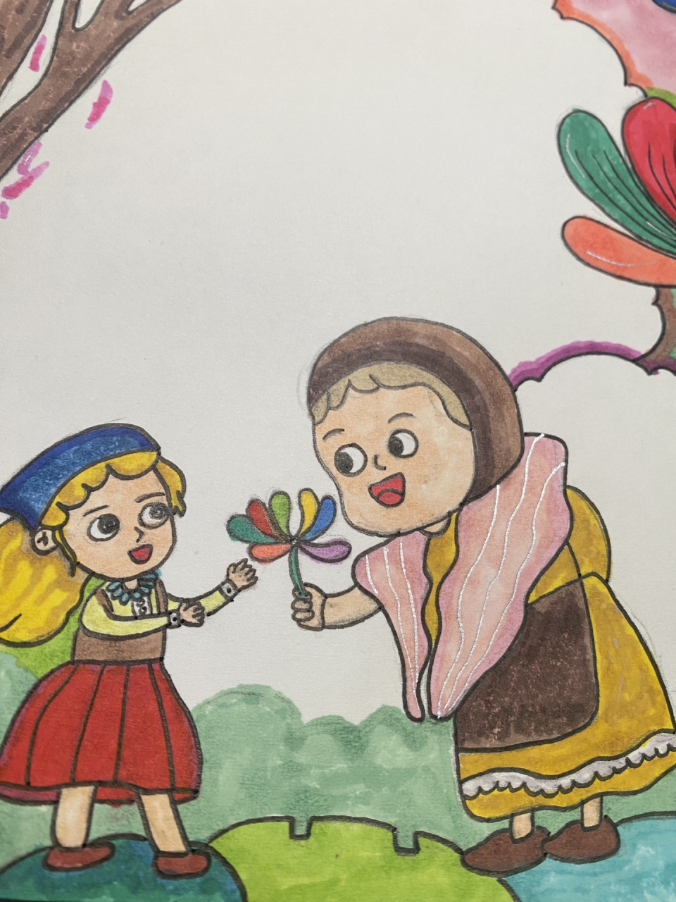 《七色花》手抄报 二年级下册快乐读书吧《七色花》临摹了作者(接代画