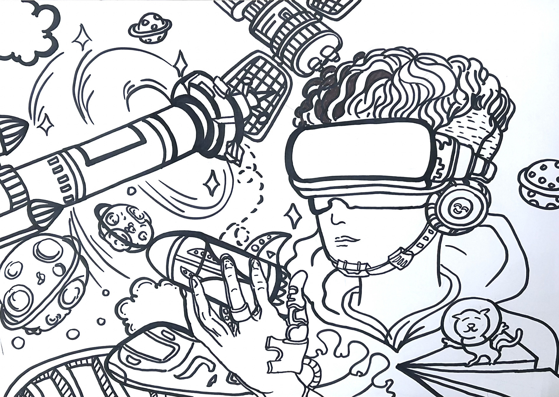 畅想2035 畅想2050 科幻画手绘 学生作品