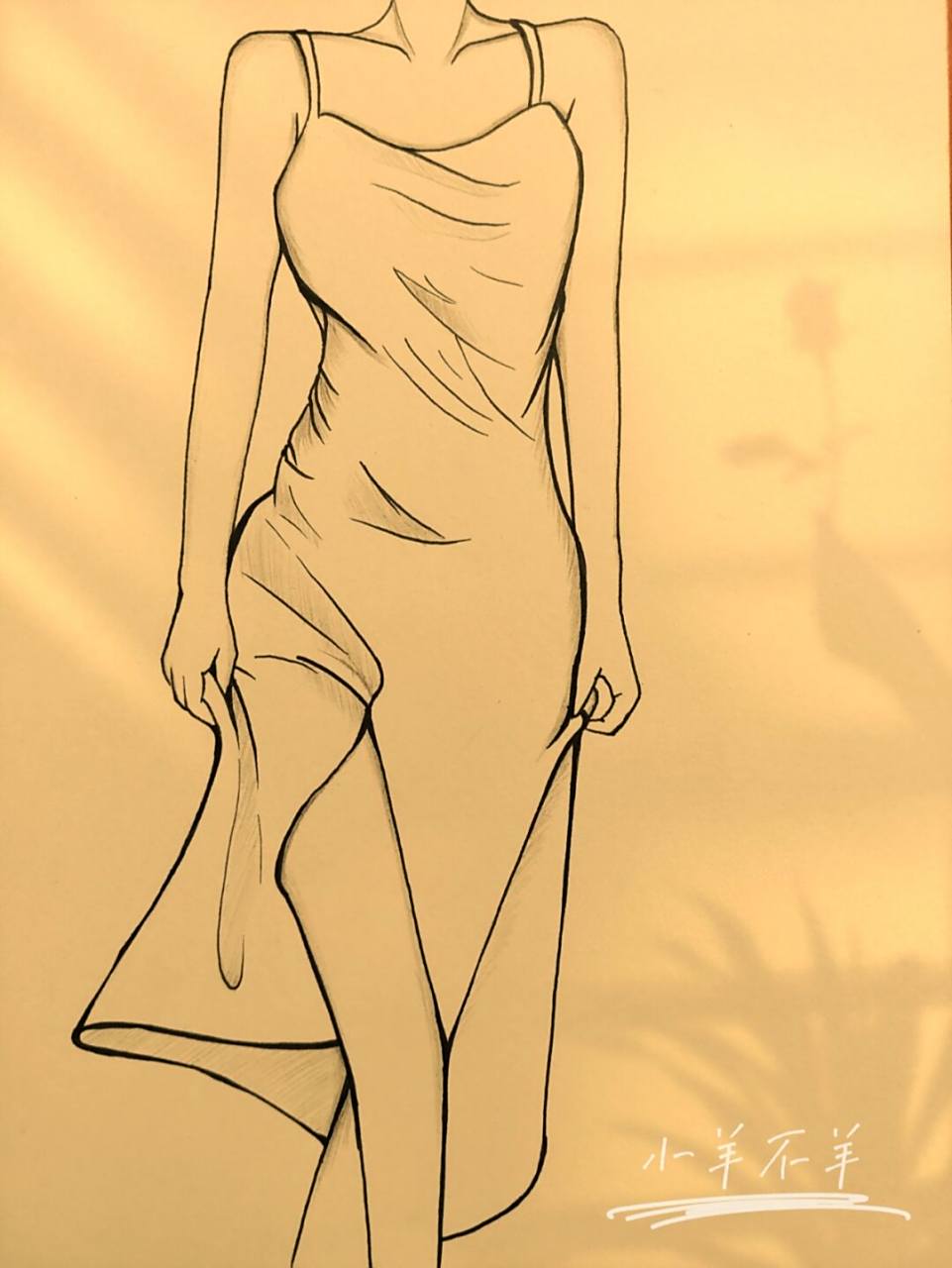 美女黑白简笔画#绘画教程21 辣妹简笔画74绘画过程 小红书宝宝们