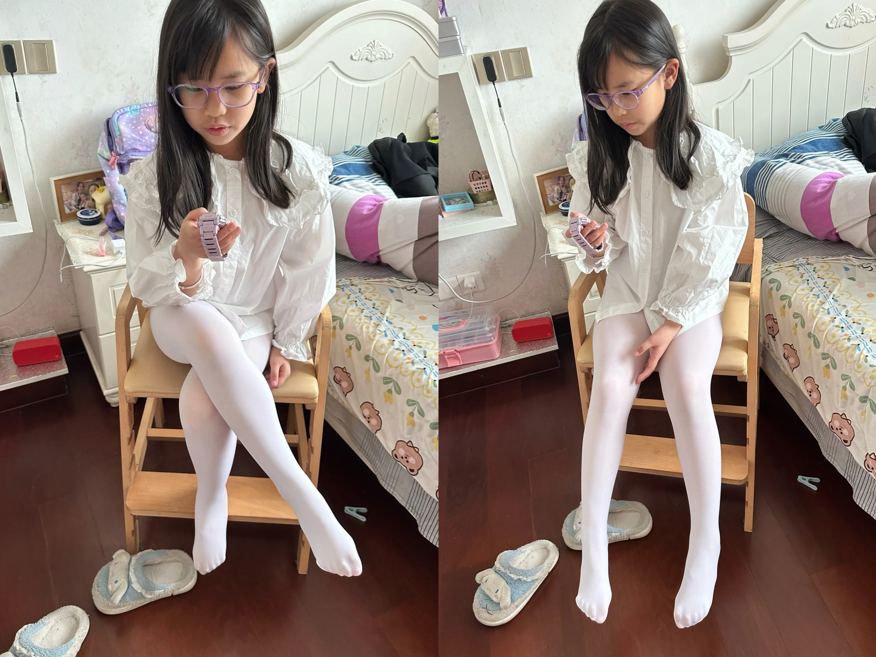 儿童夏季薄款连裤袜 白色也好好看呀!