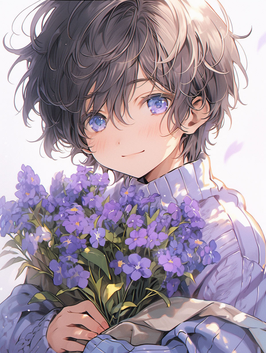 捧花男生头像 | 薰衣草男孩.@要努力的奋斗的动态