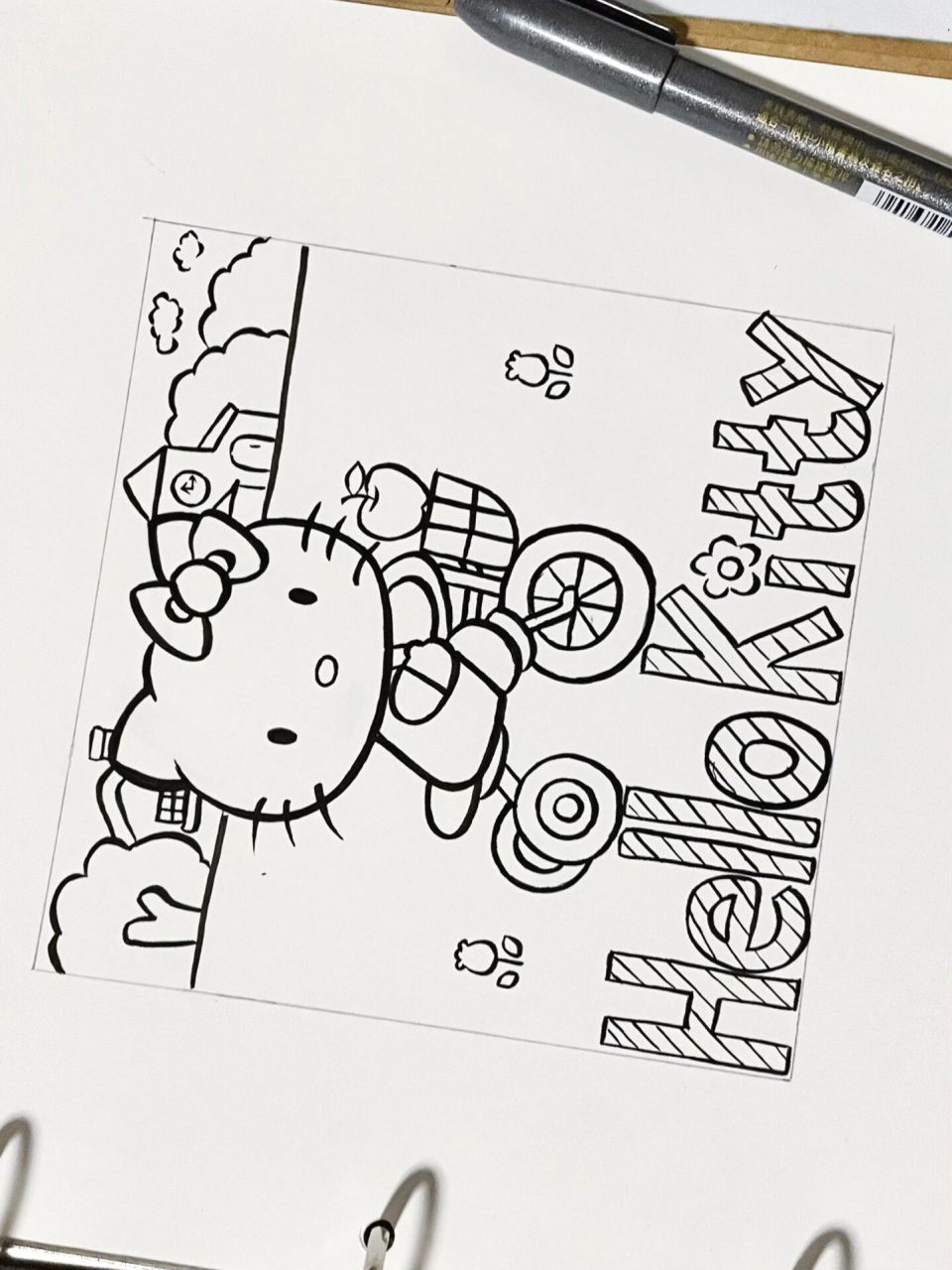 hello kitty凯蒂猫的简笔画手绘插画壁纸 今天主角又是三丽欧凯蒂猫啦