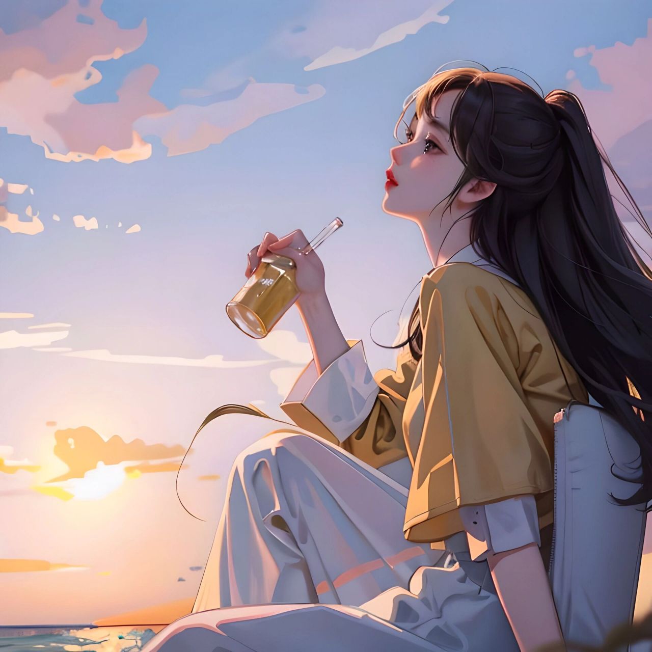 动漫头像|忧郁女头像 一醉,是否能解千愁