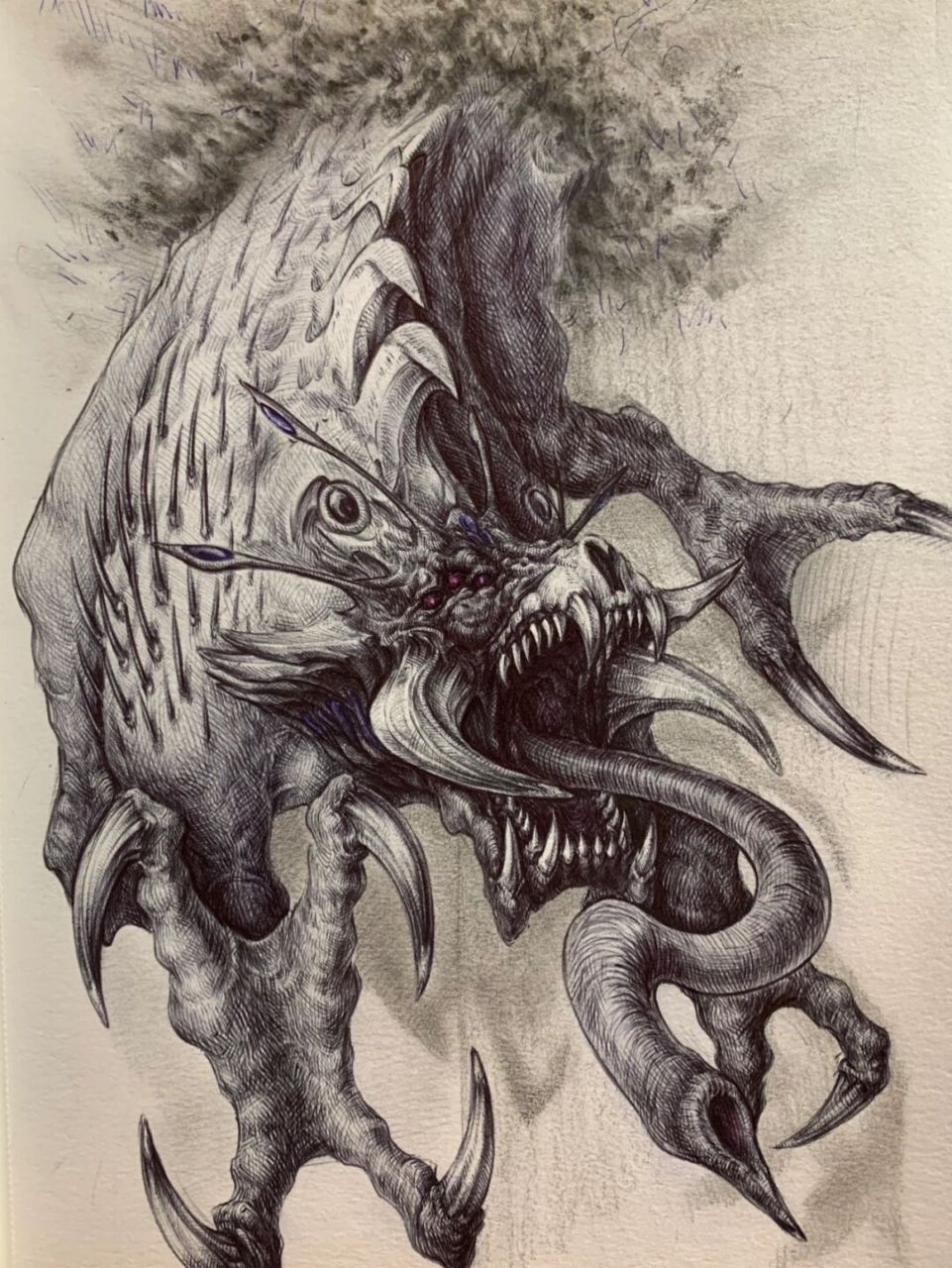 原创手绘,延达罗斯猎犬 圆珠笔 针管笔手绘#克苏鲁# #克苏鲁神话