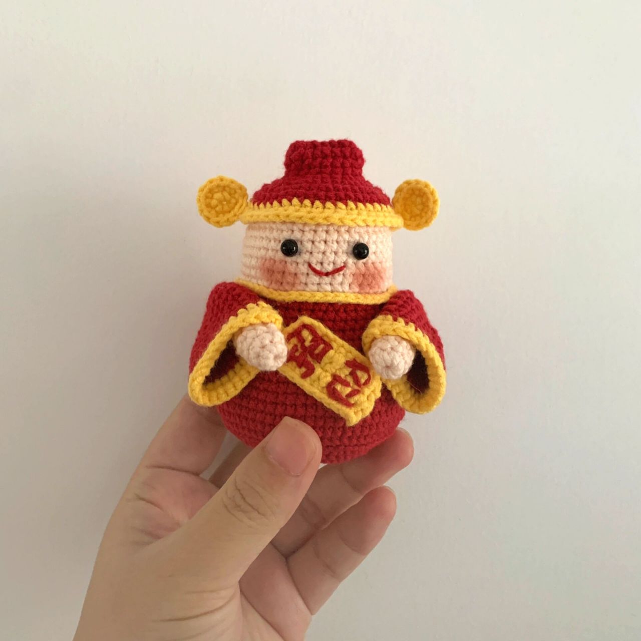 财神爷钩织 可爱又招财的财神爷摆件