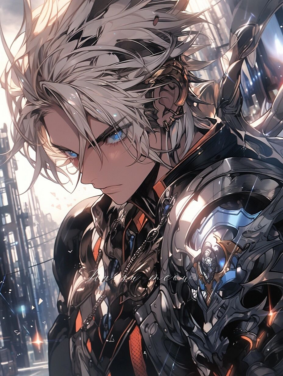 机甲战神|银发男神|坚毅勇猛男生头像 7615那个男人的降临引起