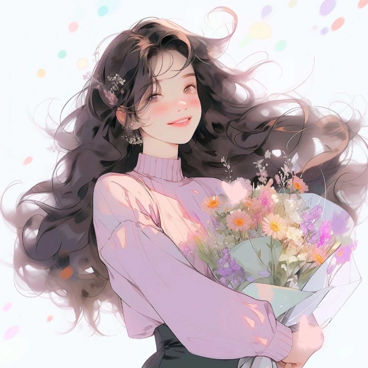 爱笑的女生会发光诶‖捧花女生头像 做个爱笑的小仙女,怎么会不被爱呢