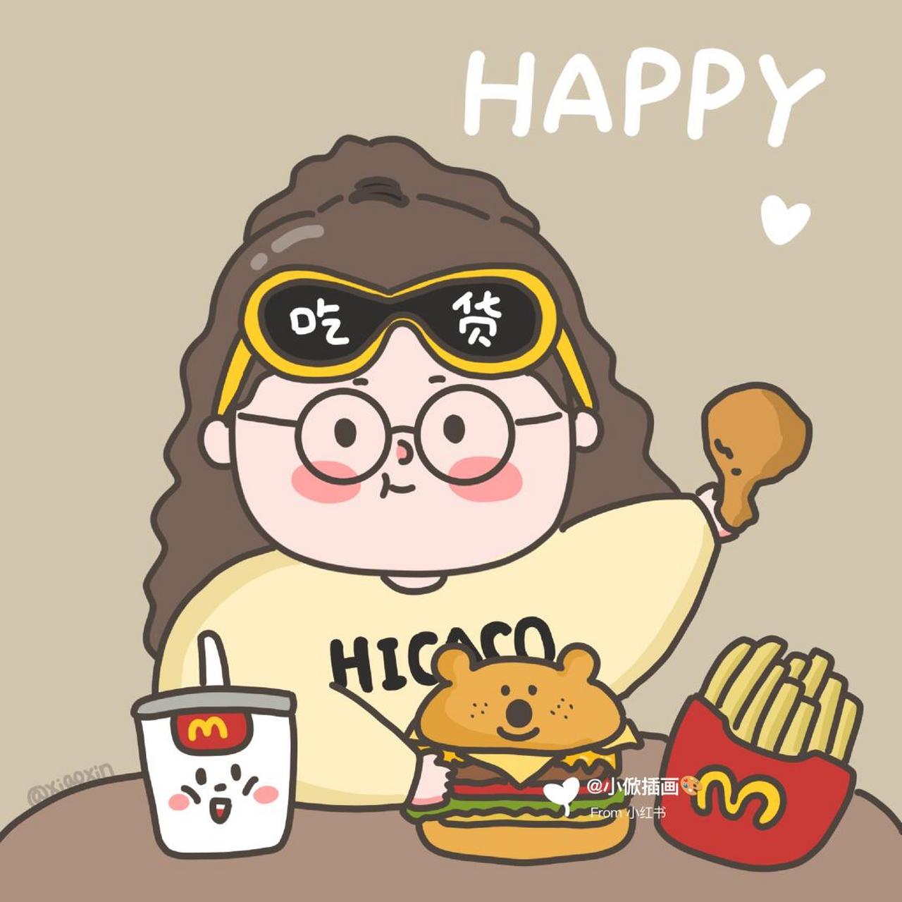 可爱吃货情侣头像,不管遇到什么不开心的事,也一定要吃好喝好哦[大笑]