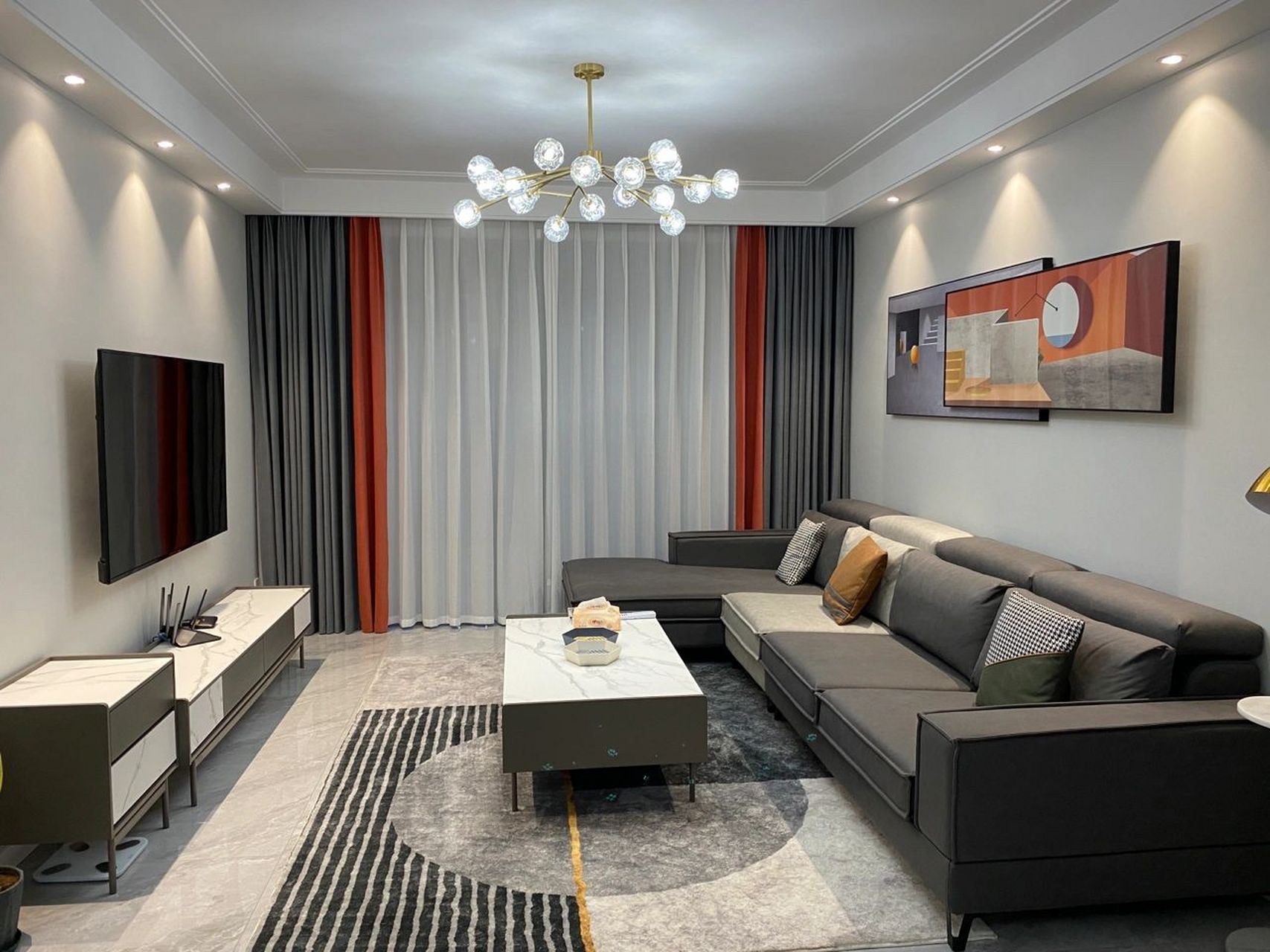 灰橙拼色│最爱的窗帘配色搭配,没有之一 真的一直都不太喜欢很复杂的