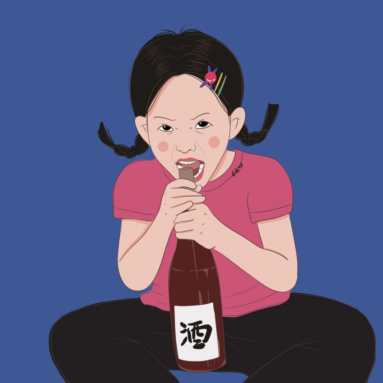 女生喝酒的头像动漫图片