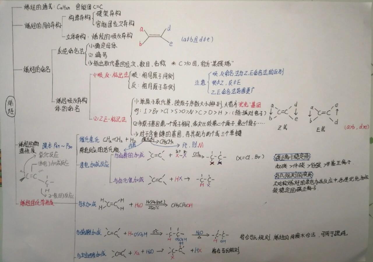 烯烃思维导图大学图片