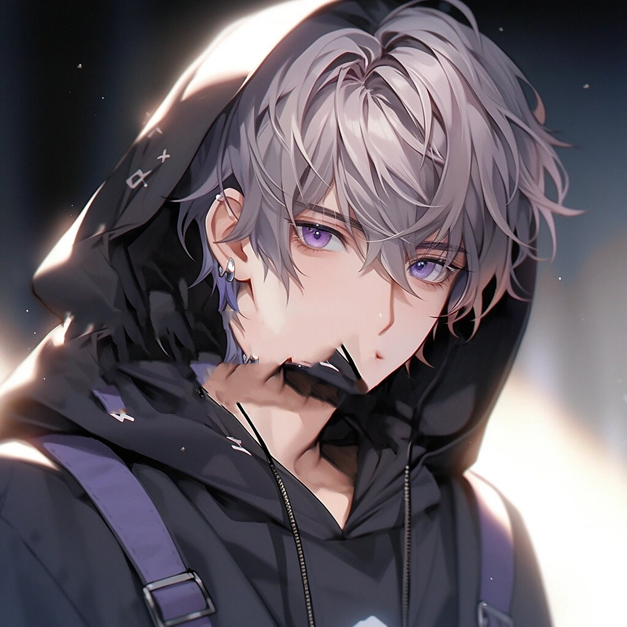 男生头像|紫发连帽外套帅气高冷校草