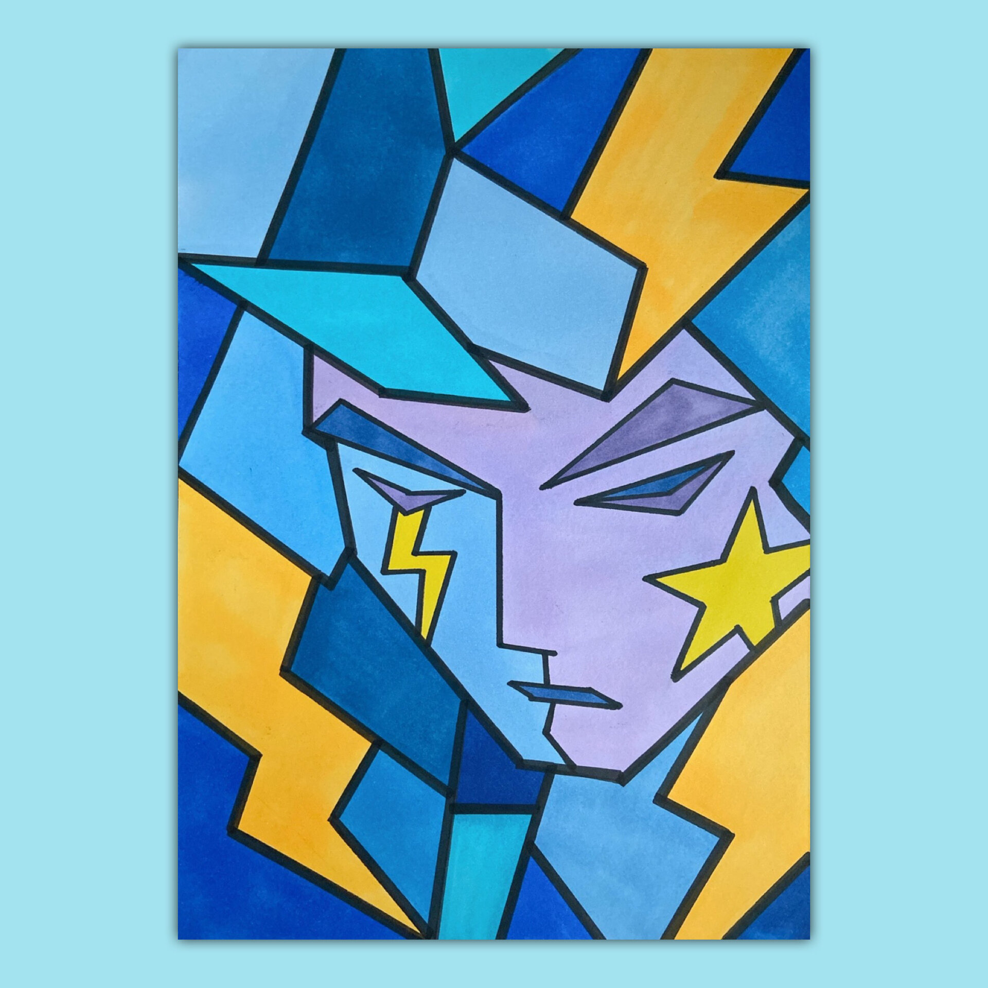 毕加索抽象儿童画男生版星星儿创雷神简笔画