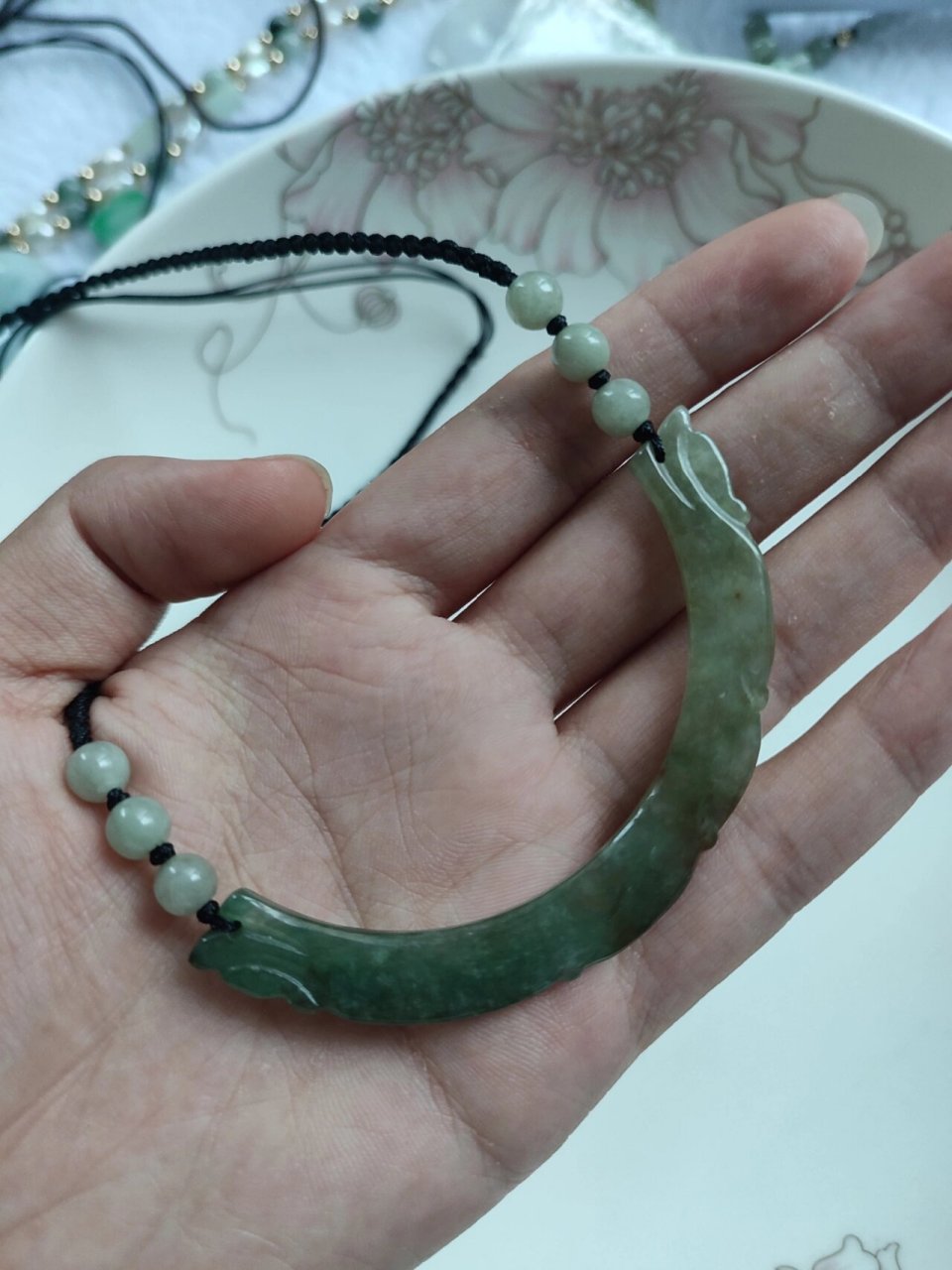 天然翡翠玉衡 玉璜 玉璜项链,传承千年的文化经典.