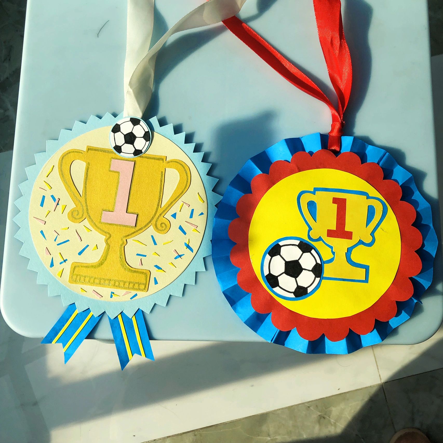手工制作足球奖杯奖牌