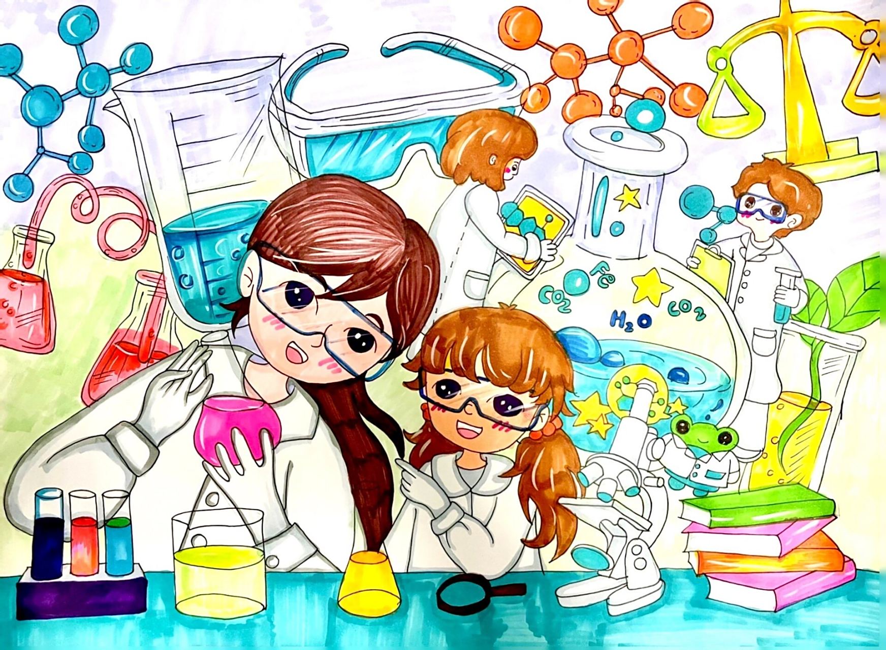 科学实验类主题绘画