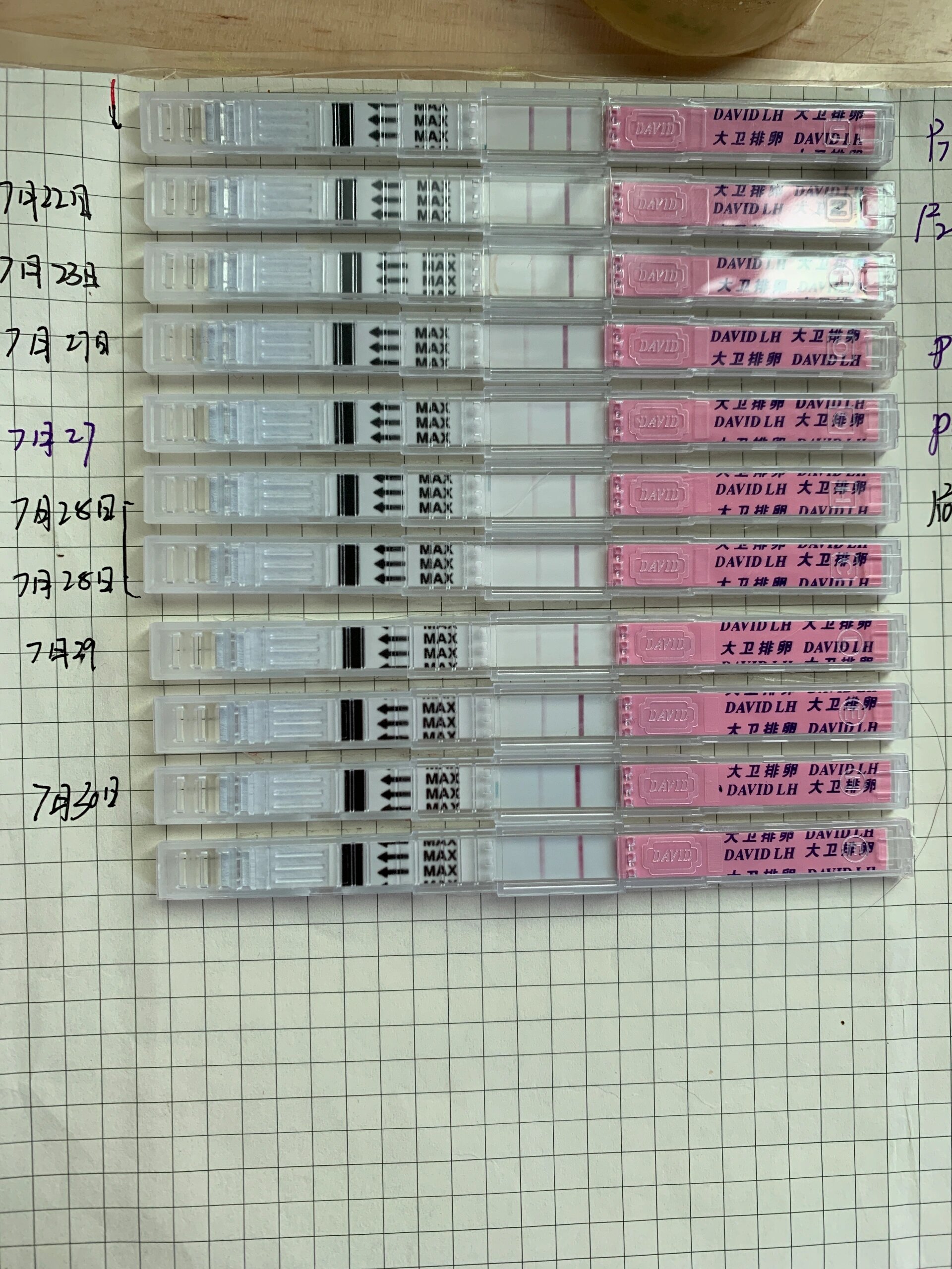 排卵试纸加深 图一 这几天的排卵试纸