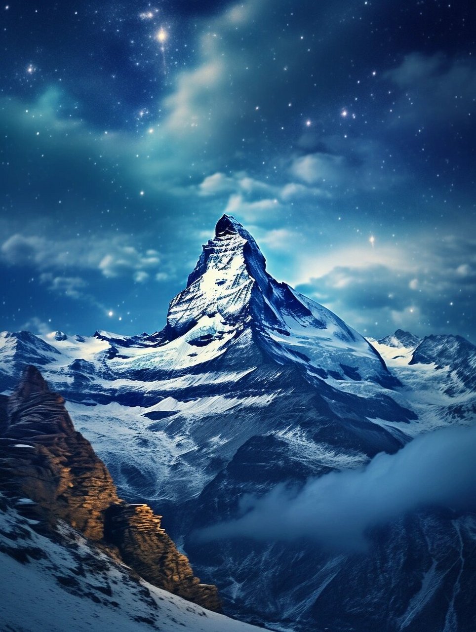 马特洪峰,阿尔卑斯山系最著名的山脉之一,高4,478公尺,地跨瑞士和