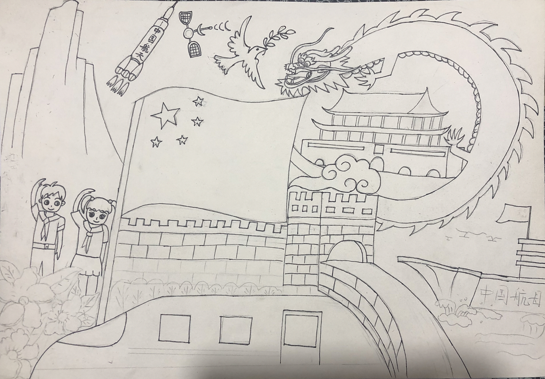 祝愿祖国妈妈更加繁荣昌盛,如今,我们就像一条巨龙,腾飞在世界的东方