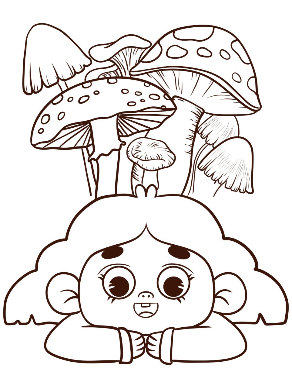 卡通简笔画|采蘑菇的小女孩