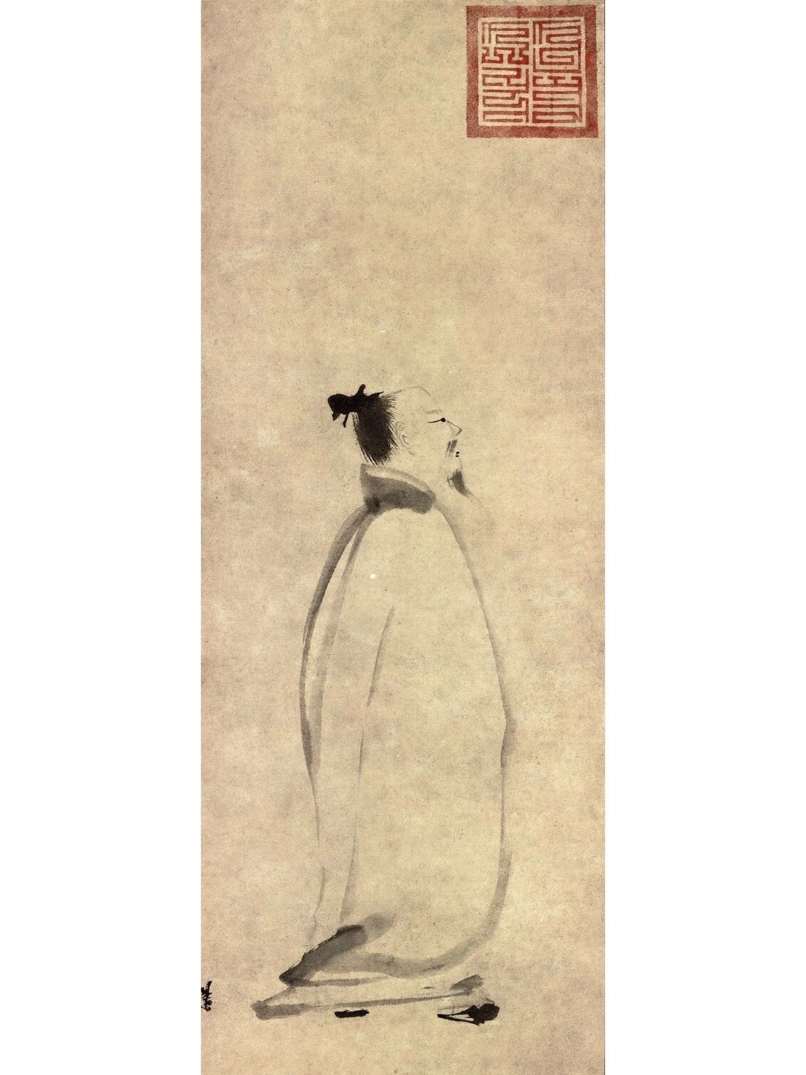 中国美术史《太白行吟图》国画 【作者】:梁楷 【创作年代】:南宋