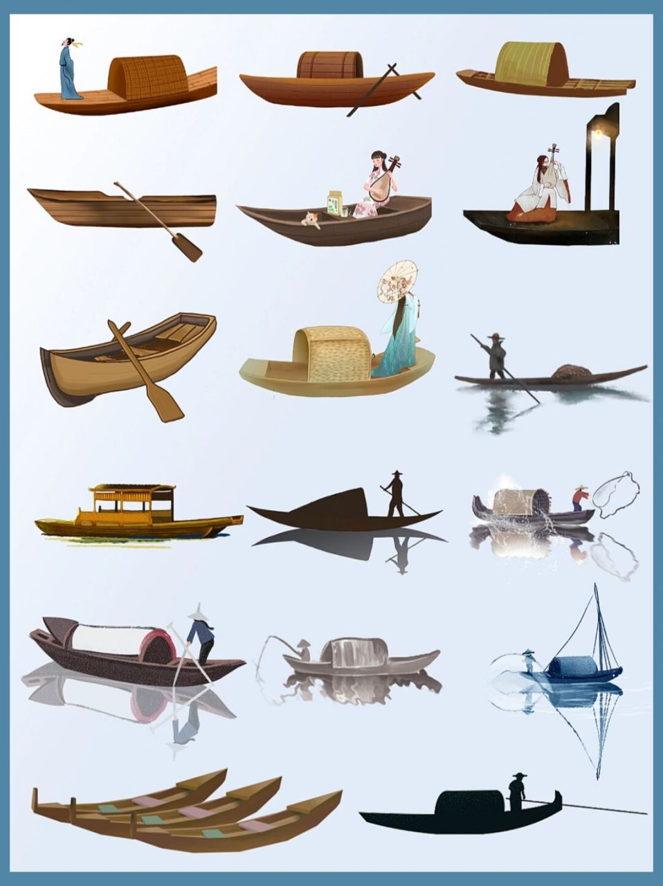 素材|97中国风古风小船小舟免抠元素png|08 国风元素分享不少了