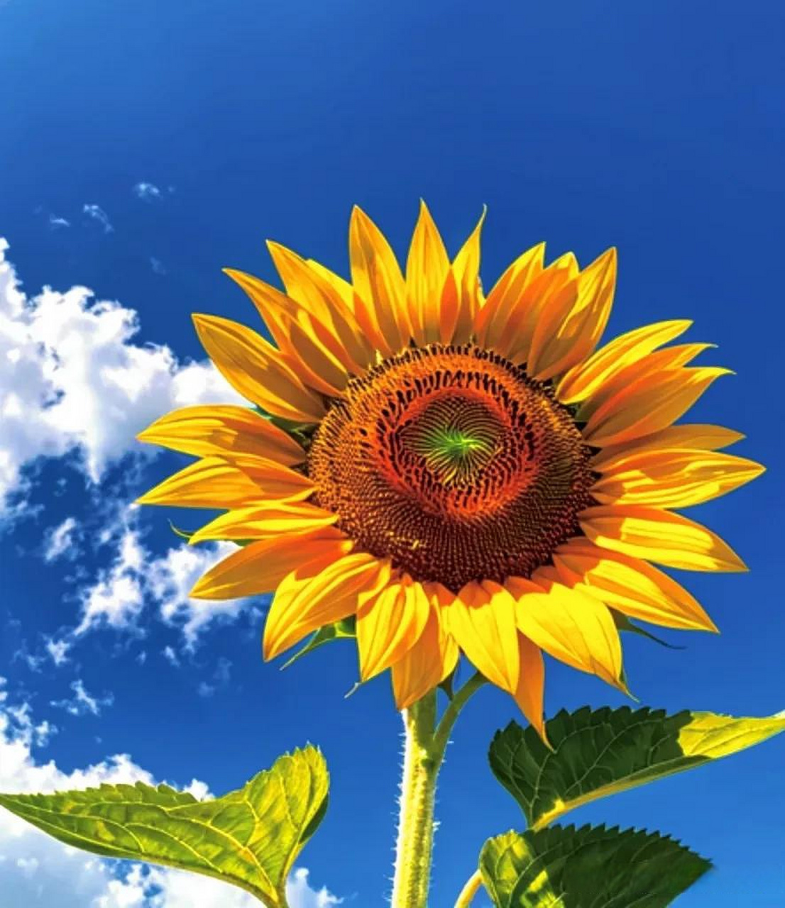 向日葵,在蓝天白云下绽放.向日葵盛夏之约 随拍漂亮花 花与生活