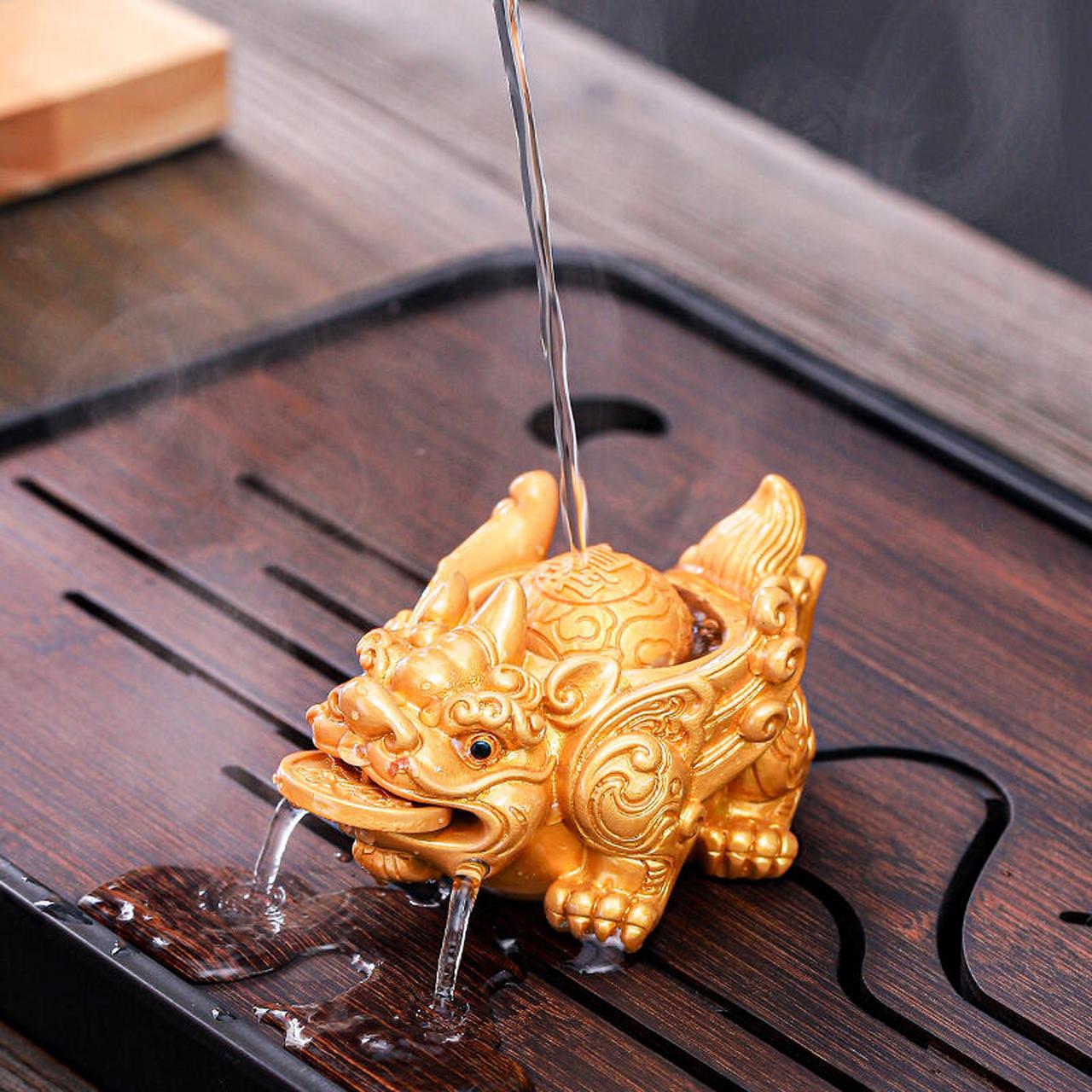 变色喷水貔貅茶台茶宠02#家居摆件#0202#桌面摆件#0202