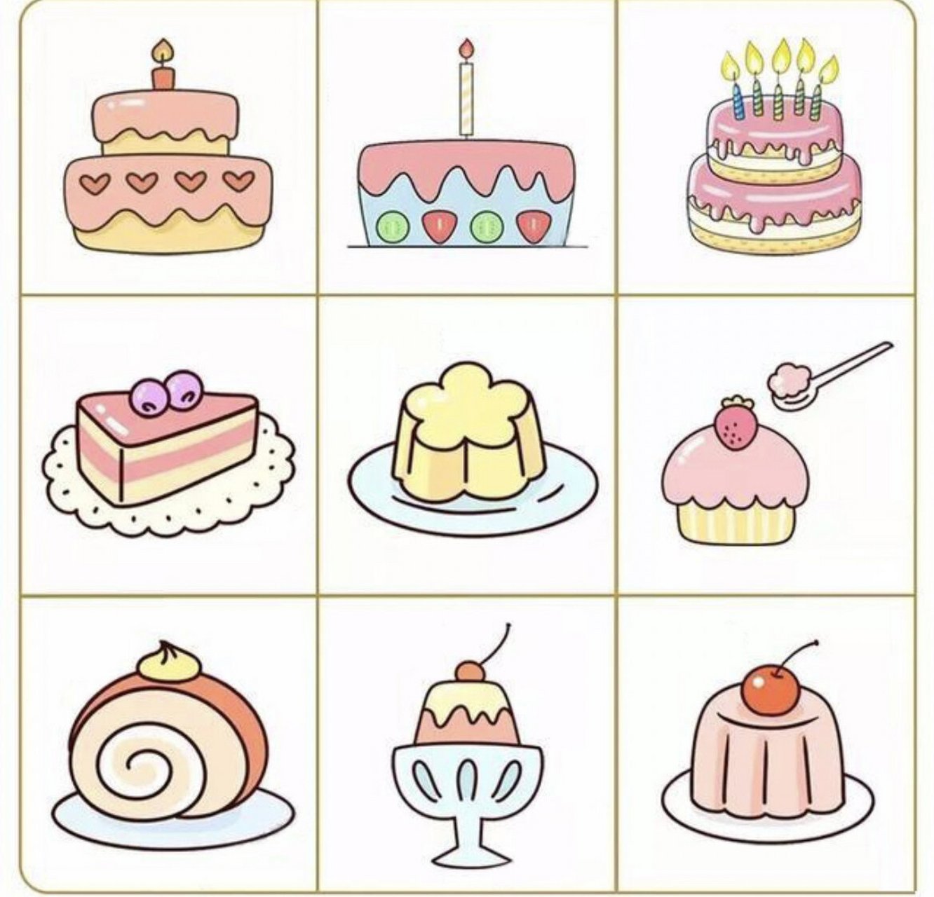 小蛋糕简笔画 纸杯蛋糕,有色77无色